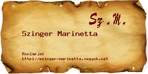 Szinger Marinetta névjegykártya